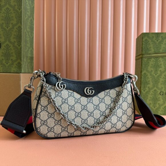 Gucci Navy Blue Ophidia Small Shoulder Bag, - Picture 1 of 9